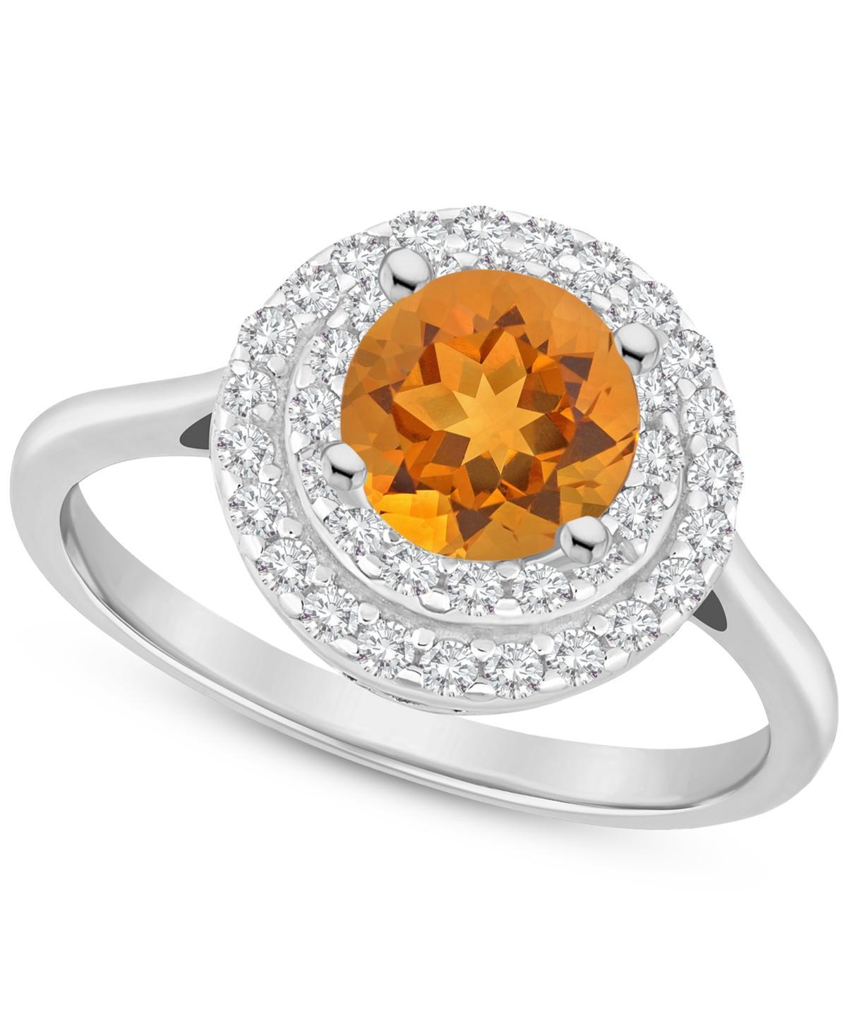Celebration Gems Sterling Silver Round-Cut Garnet & White Topaz Double Halo Ring, Women's, Size: 7 Product Image