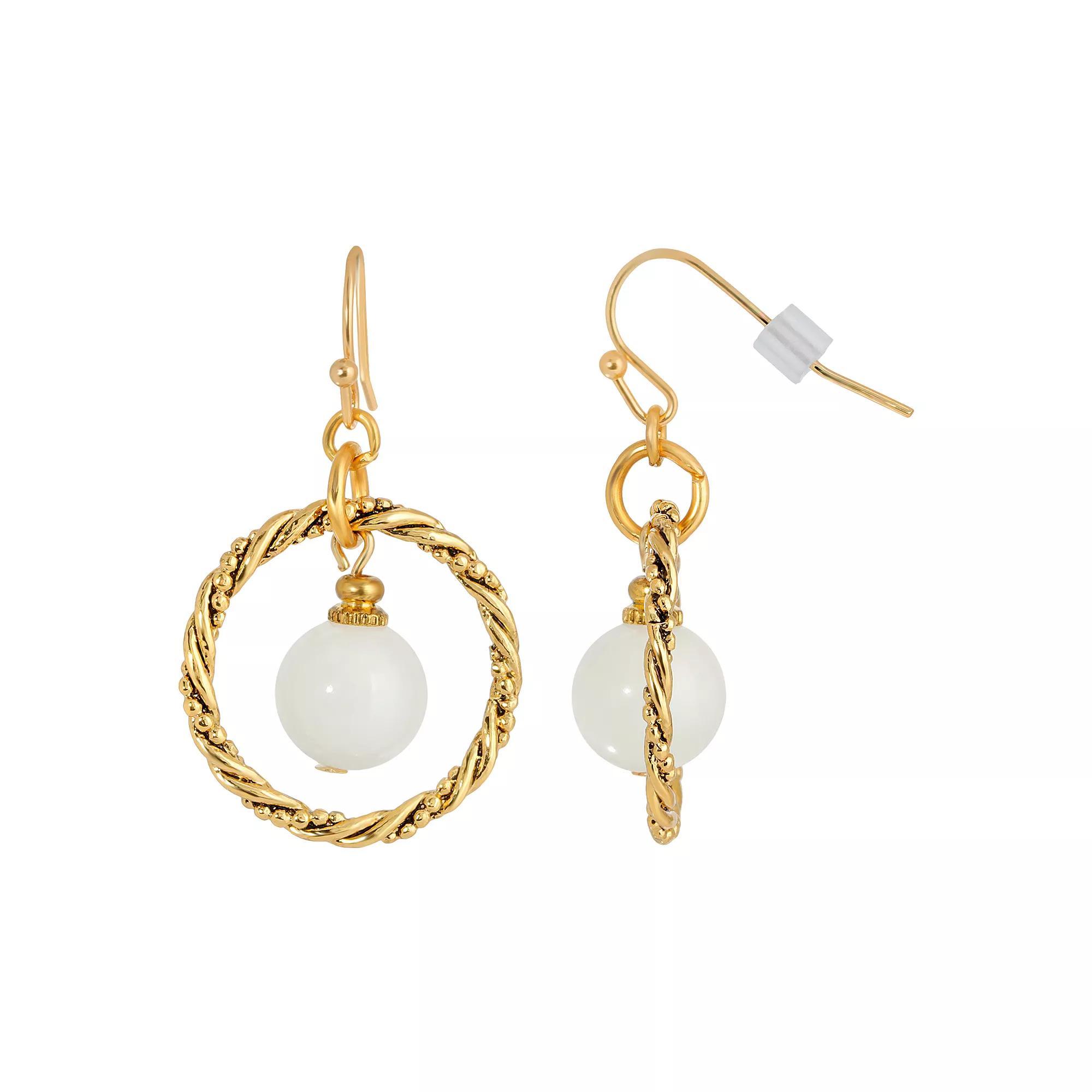 1928 Gold Tone White Howlite Orbital Drop Earring, Womens Product Image