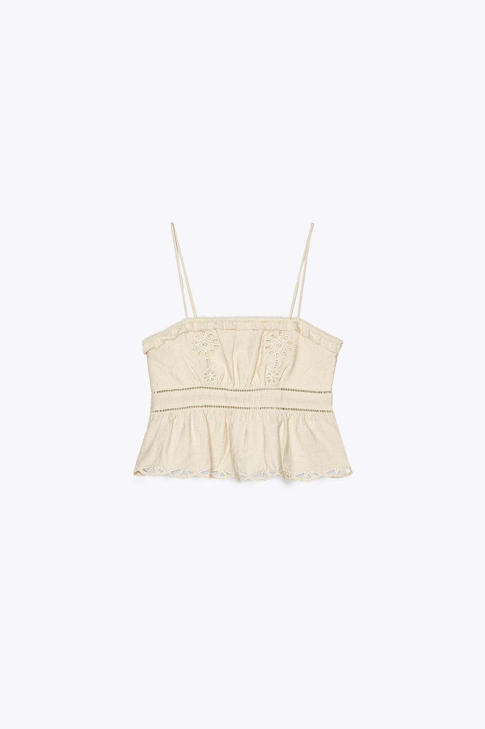 EMBROIDERED EYELET CROP TOP Product Image