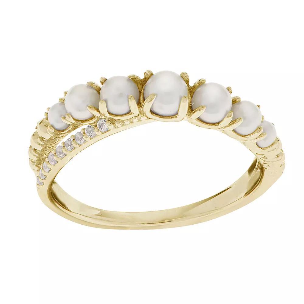 PearLustre by Imperial 14k Gold Freshwater Cultured Pearl & 1/10 Carat T.W. Diamond Ring, Womens Product Image