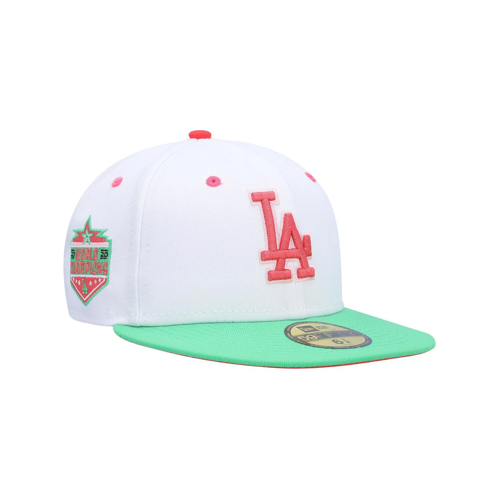 Men's New Era White/Green Los Angeles Dodgers  Watermelon Lolli 59FIFTY Fitted Hat, Size: 7 3/8 Product Image