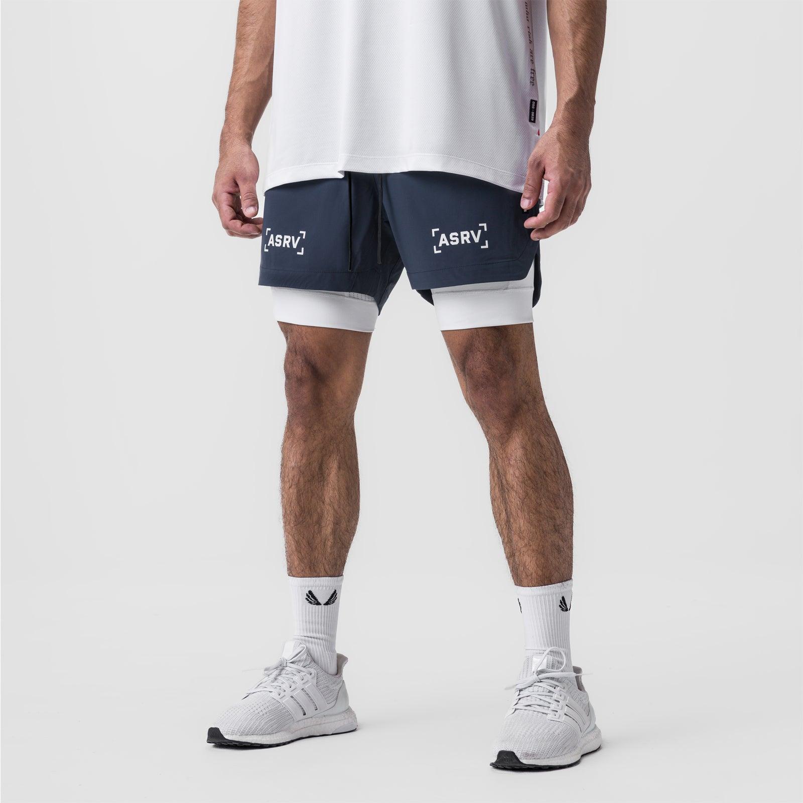 0865. Tetra-Lite® 5" Liner Short - Navy "Bracket"/White Male Product Image