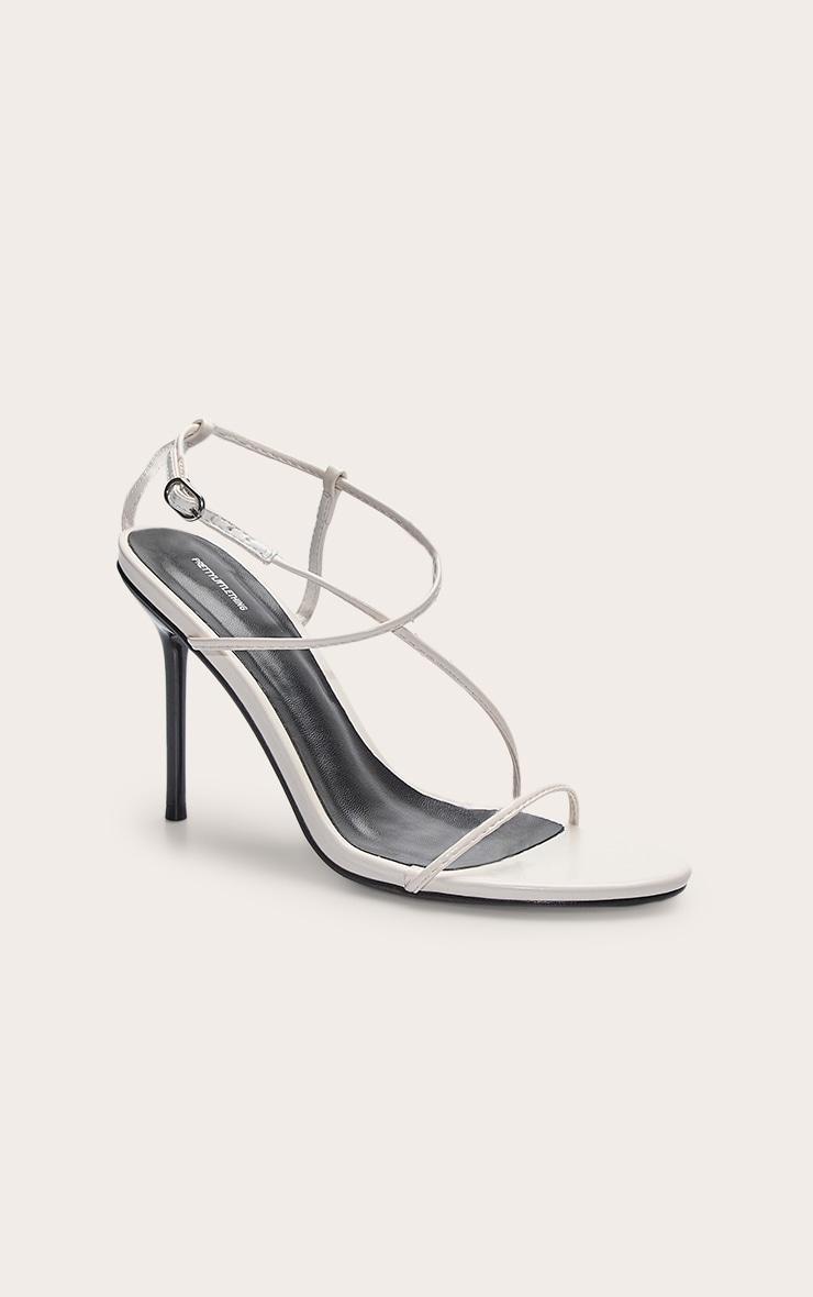 Monochrome Pu Round Toe Strappy High Stiletto Heeled Sandals Product Image