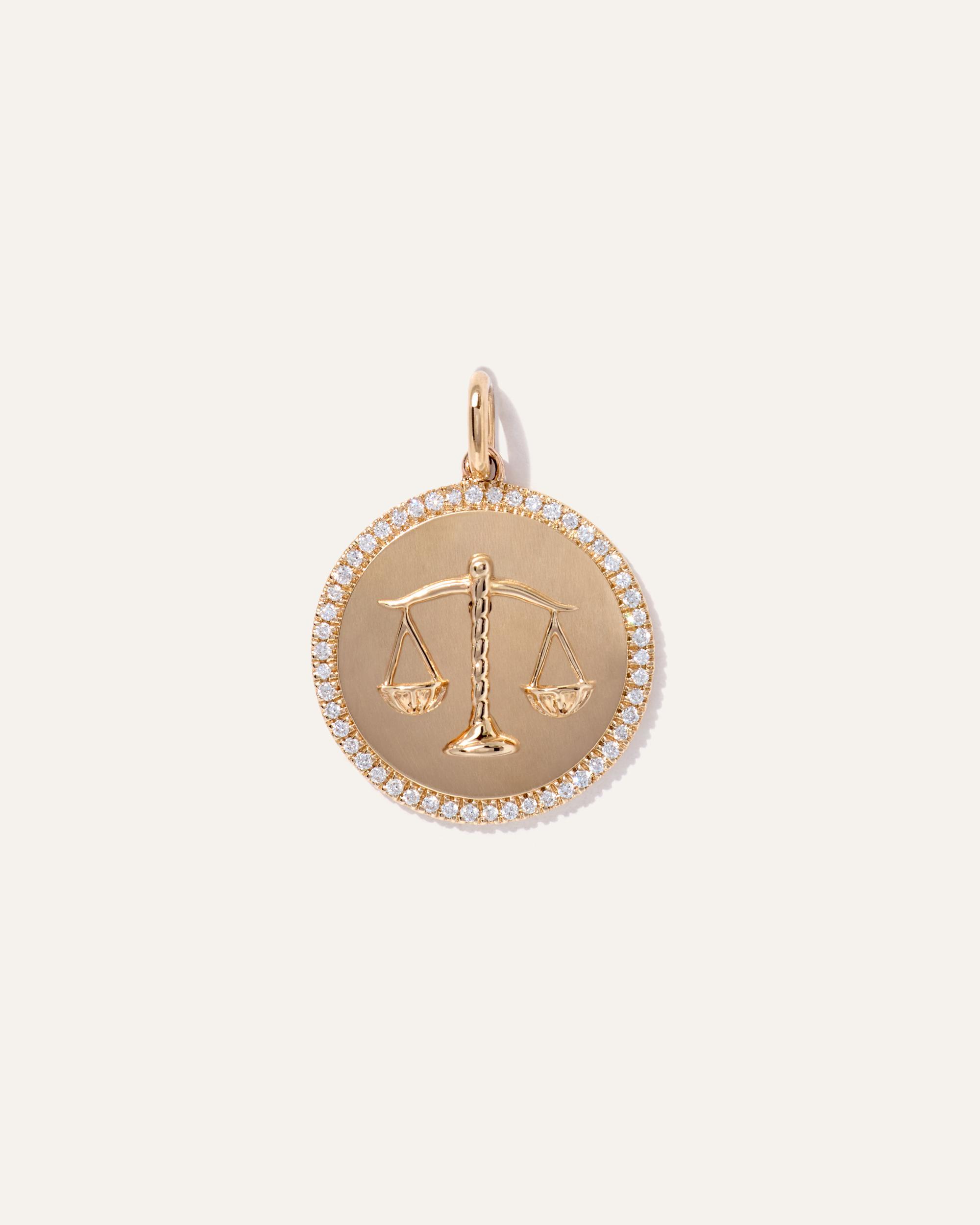 Quince | Women's 14K Gold Pave Zodiac Medallion Necklace Product Image