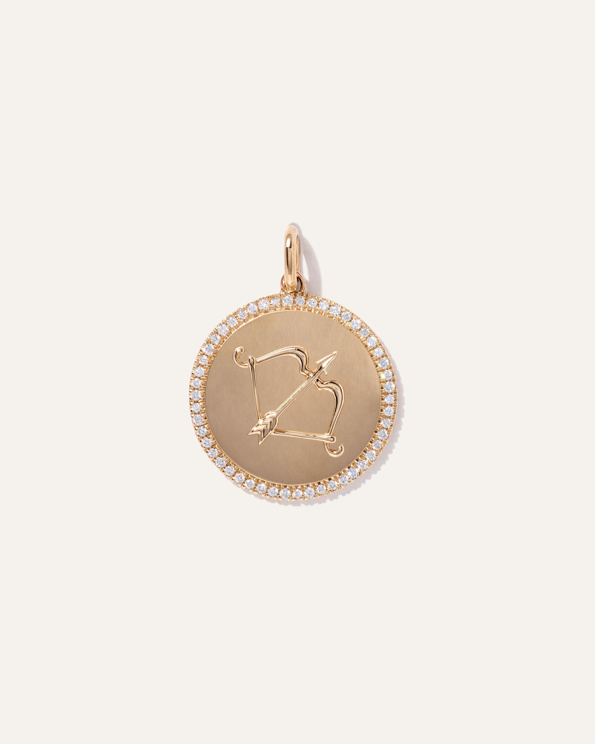 Quince | Women's 14K Gold Pave Zodiac Medallion Necklace Product Image