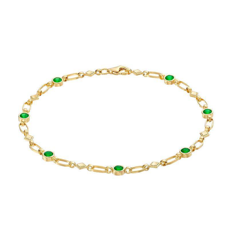 Kristen Kesho Sterling Silver Lab-Created Ruby Kite Link Bracelet, Women's, Size: 7.5" Product Image