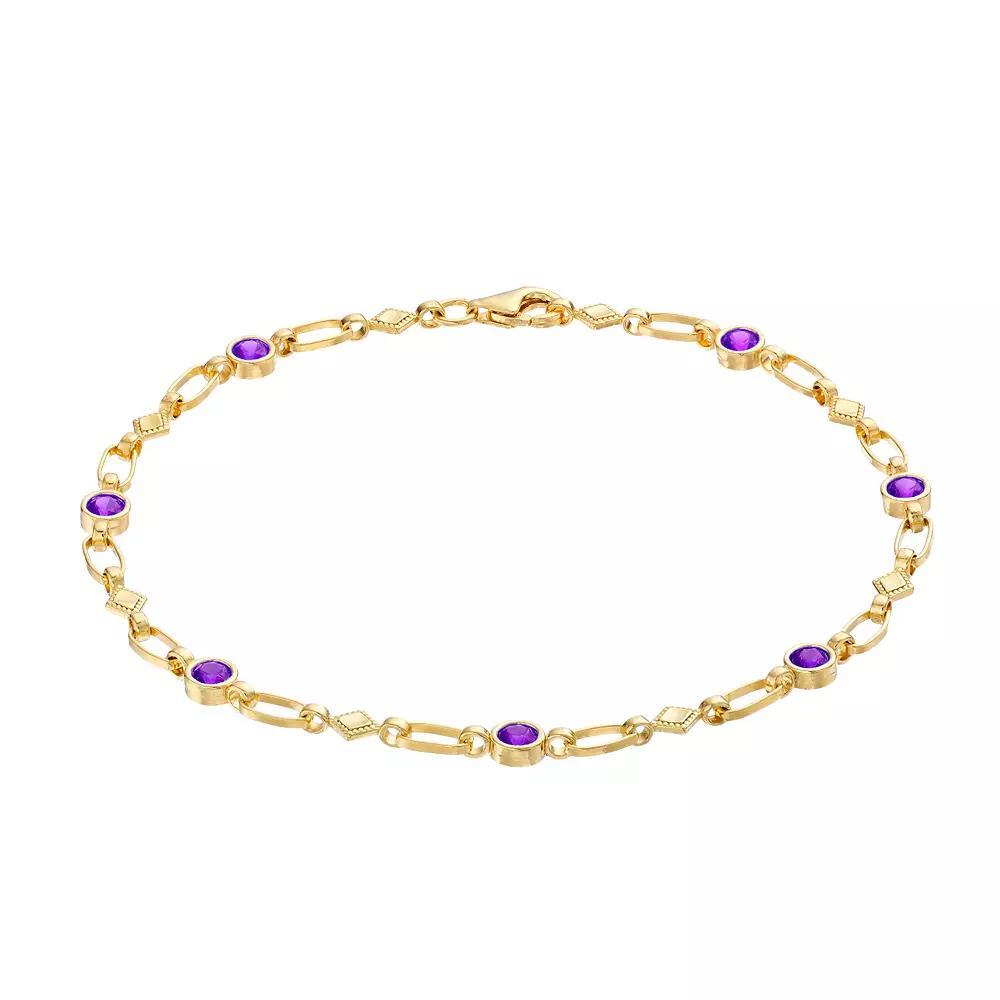 Kristen Kesho Sterling Silver Lab-Created Ruby Kite Link Bracelet, Women's, Size: 7.5" Product Image