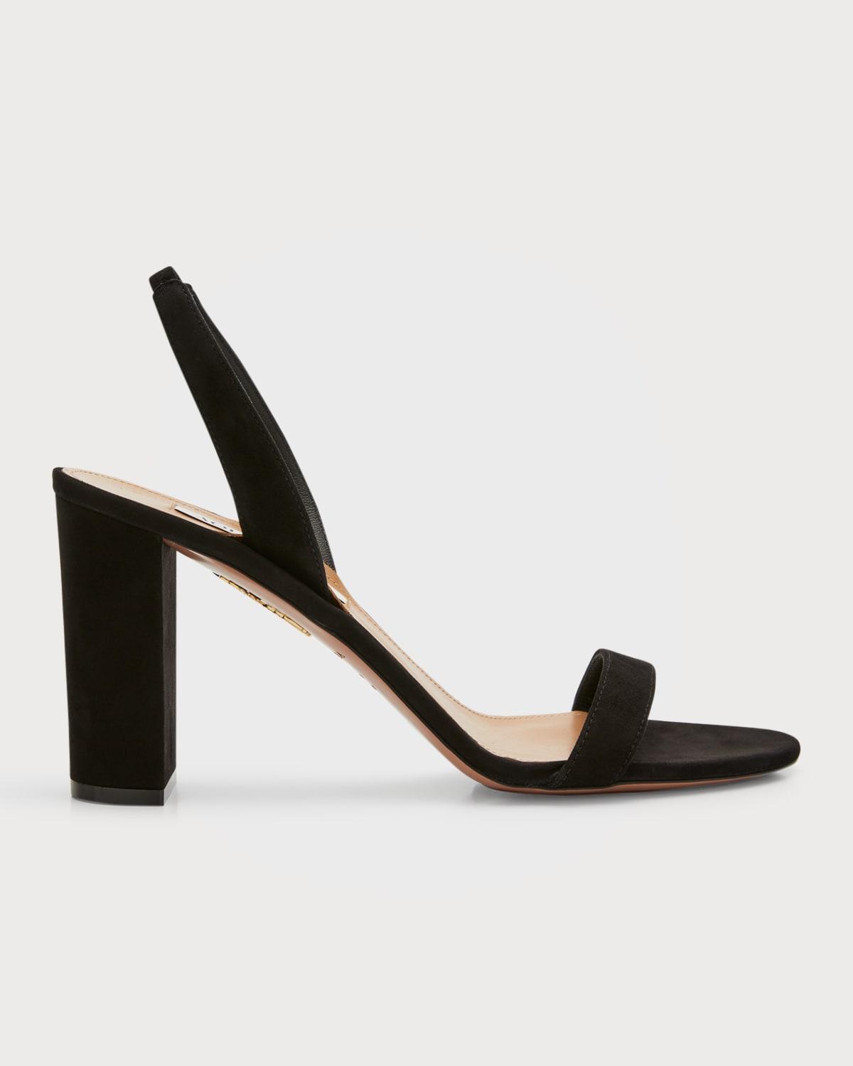 AQUAZZURA So Nude 85 Leather Slingback Sandals In Black Product Image