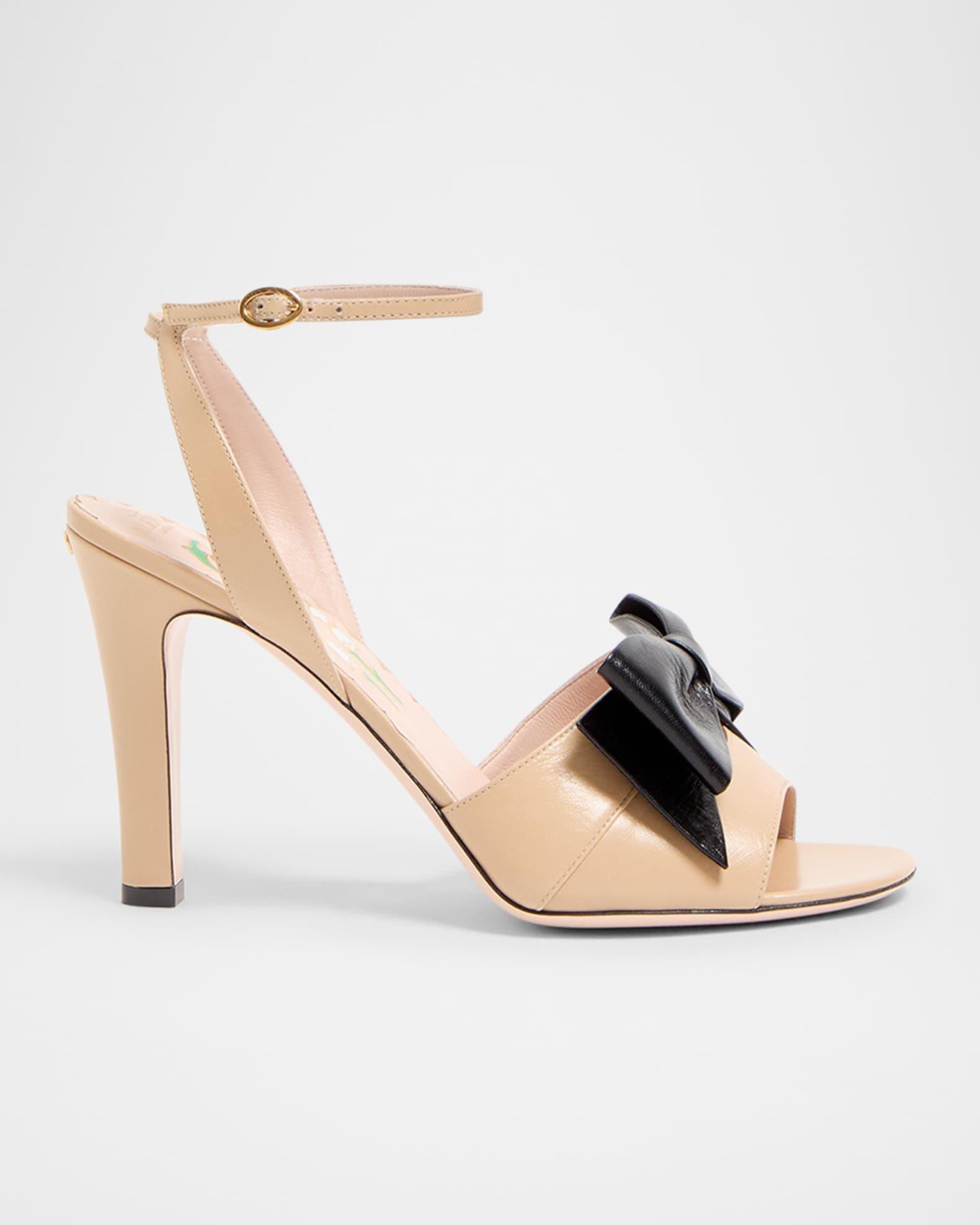 Bowow Leather Bow Ankle-Strap Sandals Product Image