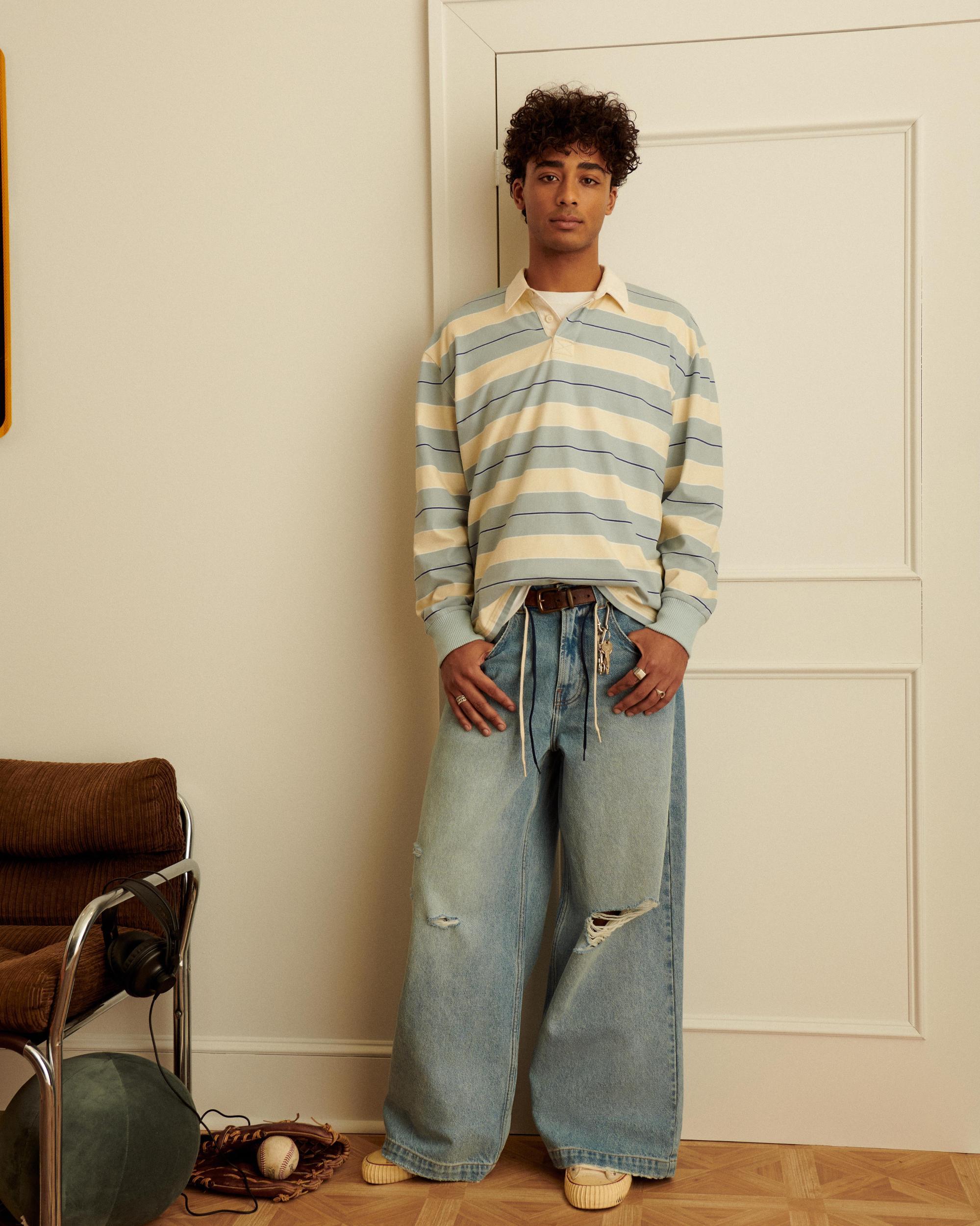 Ripped Light Wash Extreme Baggy Jeans Product Image