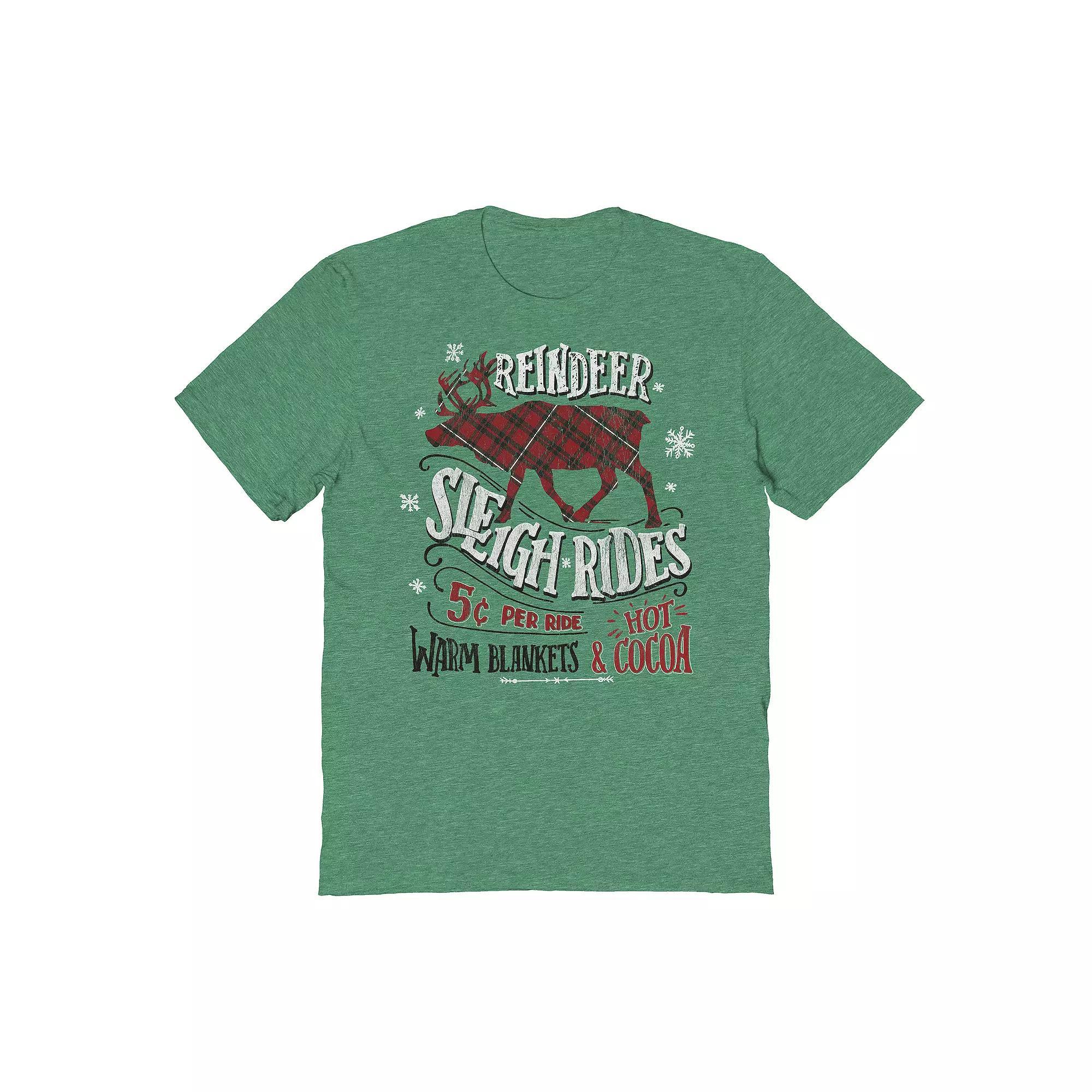 Men's Reindeer Sleigh Graphic Tee, Women's, Size: XXL, Grey Irish Green Product Image