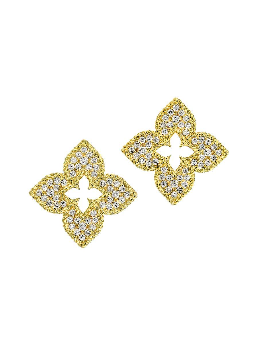 Roberto Coin 18K Yellow Gold Venetian Princess Diamond Flower Earrings Product Image