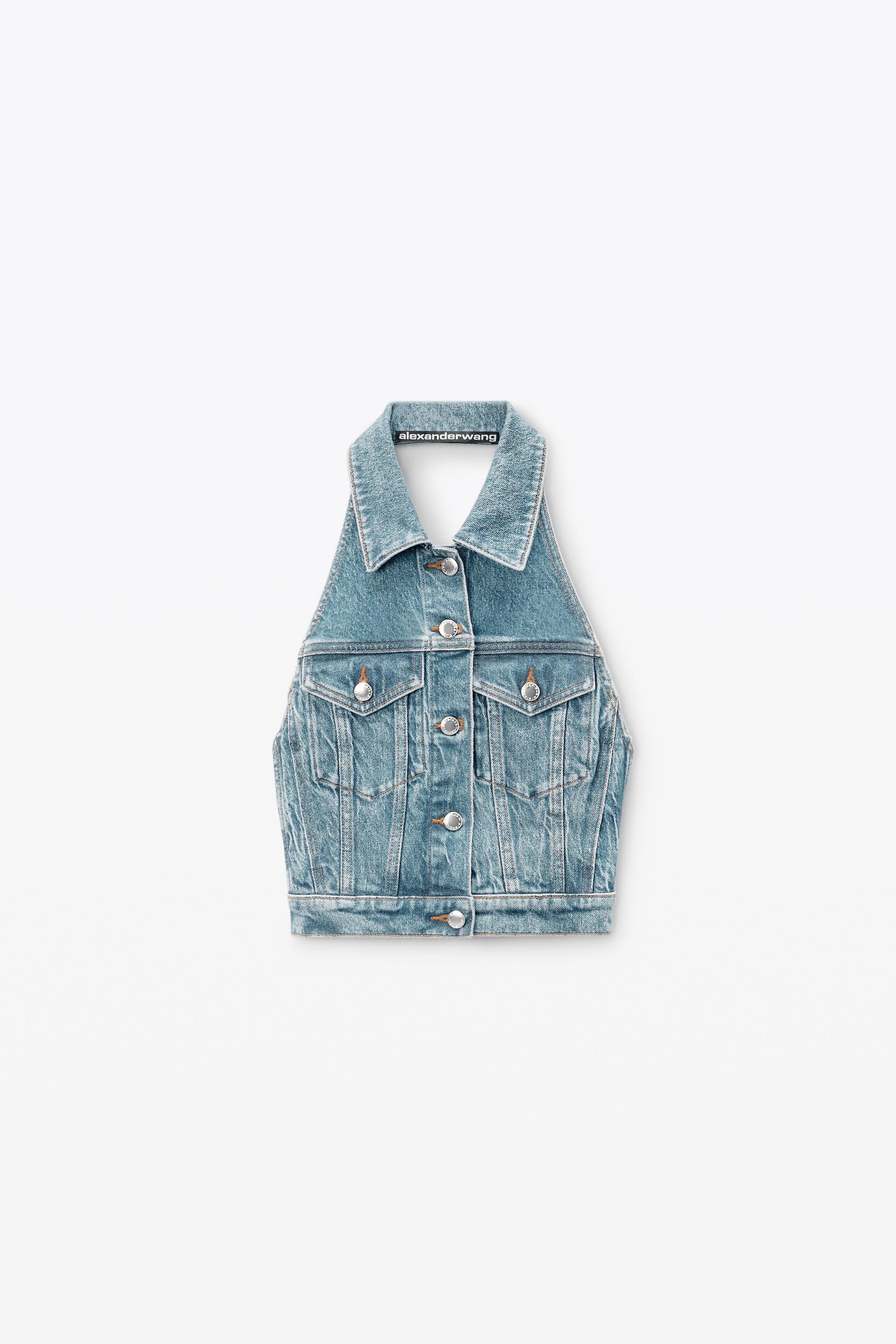 Bleach Blue Denim Halter Top Product Image