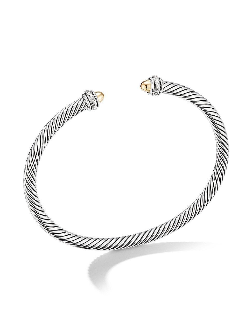David Yurman Sterling Silver & 18K Yellow Gold Cable Classic Bracelet with Diamonds Product Image