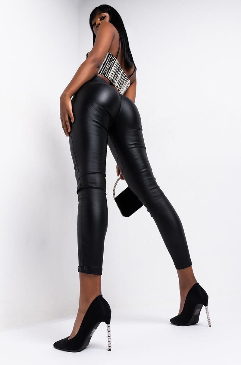 AMMO x AKIRA BIG BOOTY HIGH WAIST PLEATHER PANT WITH 4 WAY STRETCH Product Image