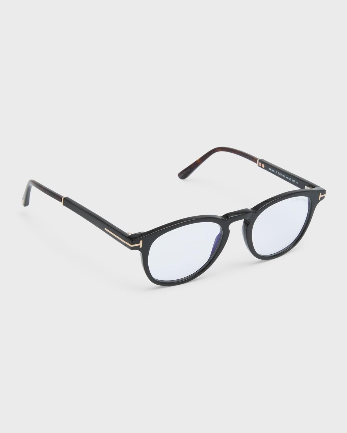 Mens 49MM Blue-Block Optical Round Glasses Product Image