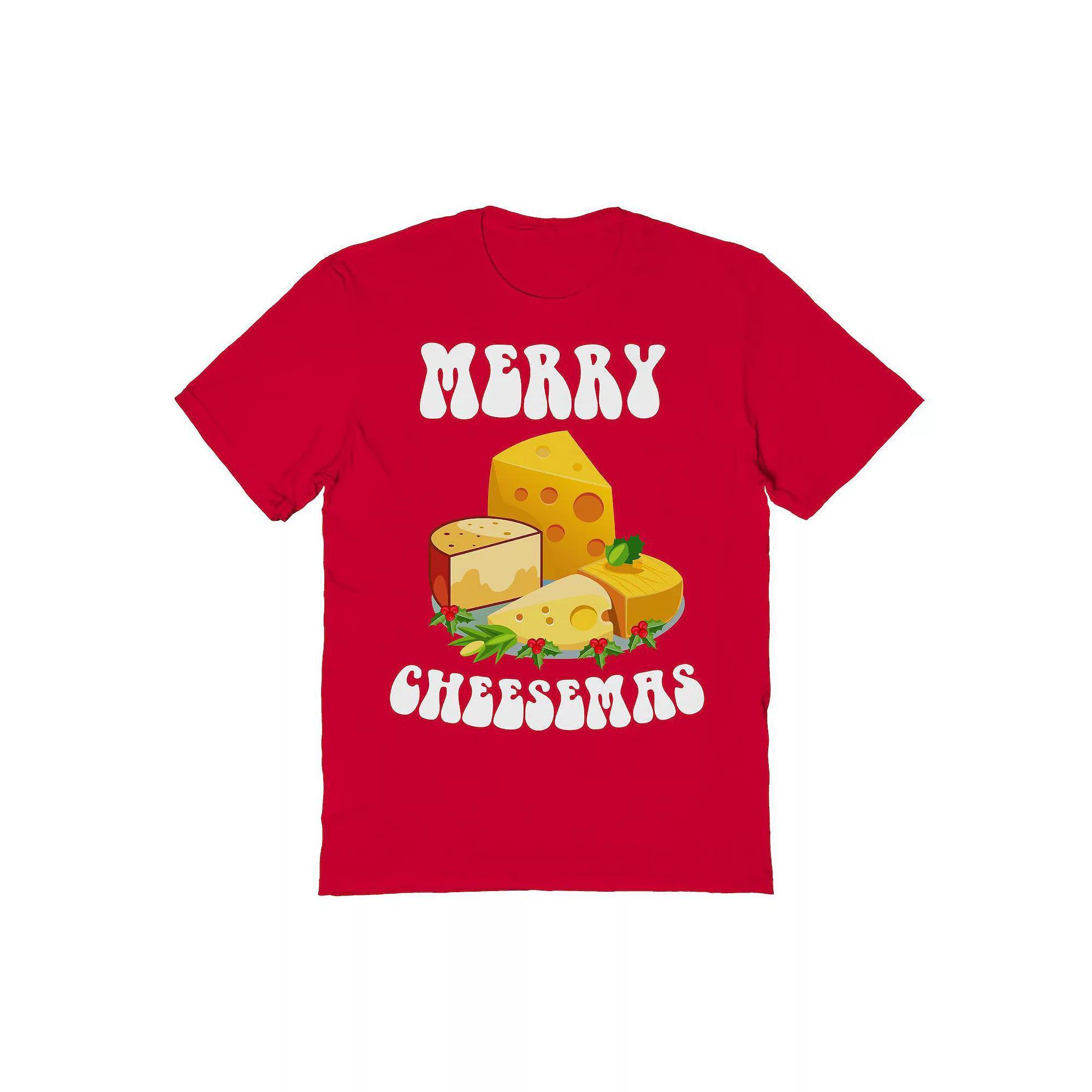 Men's Merry Cheesemas Christmas Graphic Tee, Size: XXL, Red Product Image