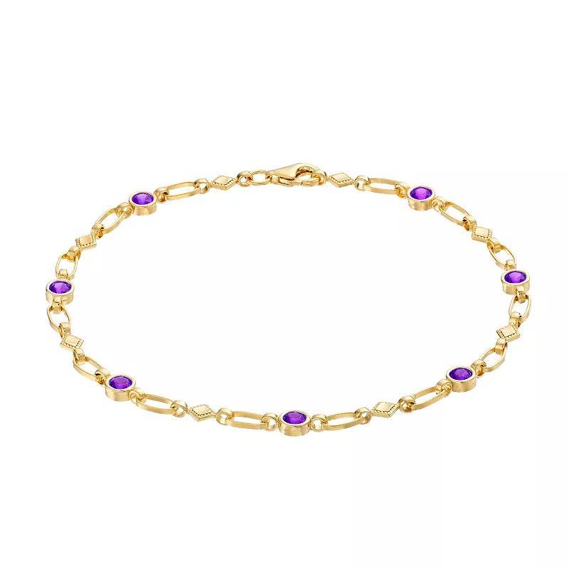 Kristen Kesho Sterling Silver Lab-Created Ruby Kite Link Bracelet, Women's, Size: 7.5" Product Image