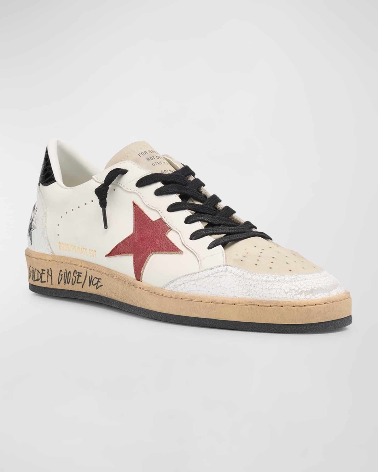 Men's Ballstar Crackle-Heel Leather Low-Top Sneakers Product Image