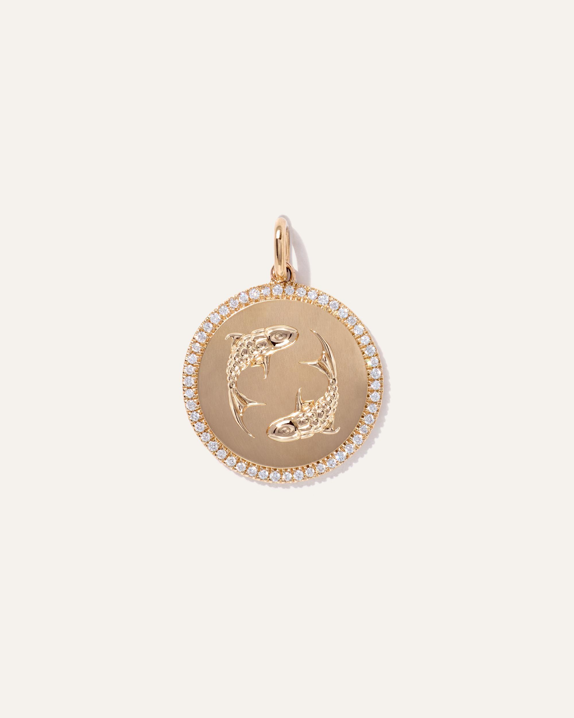 Quince | Women's 14K Gold Pave Zodiac Medallion Necklace Product Image