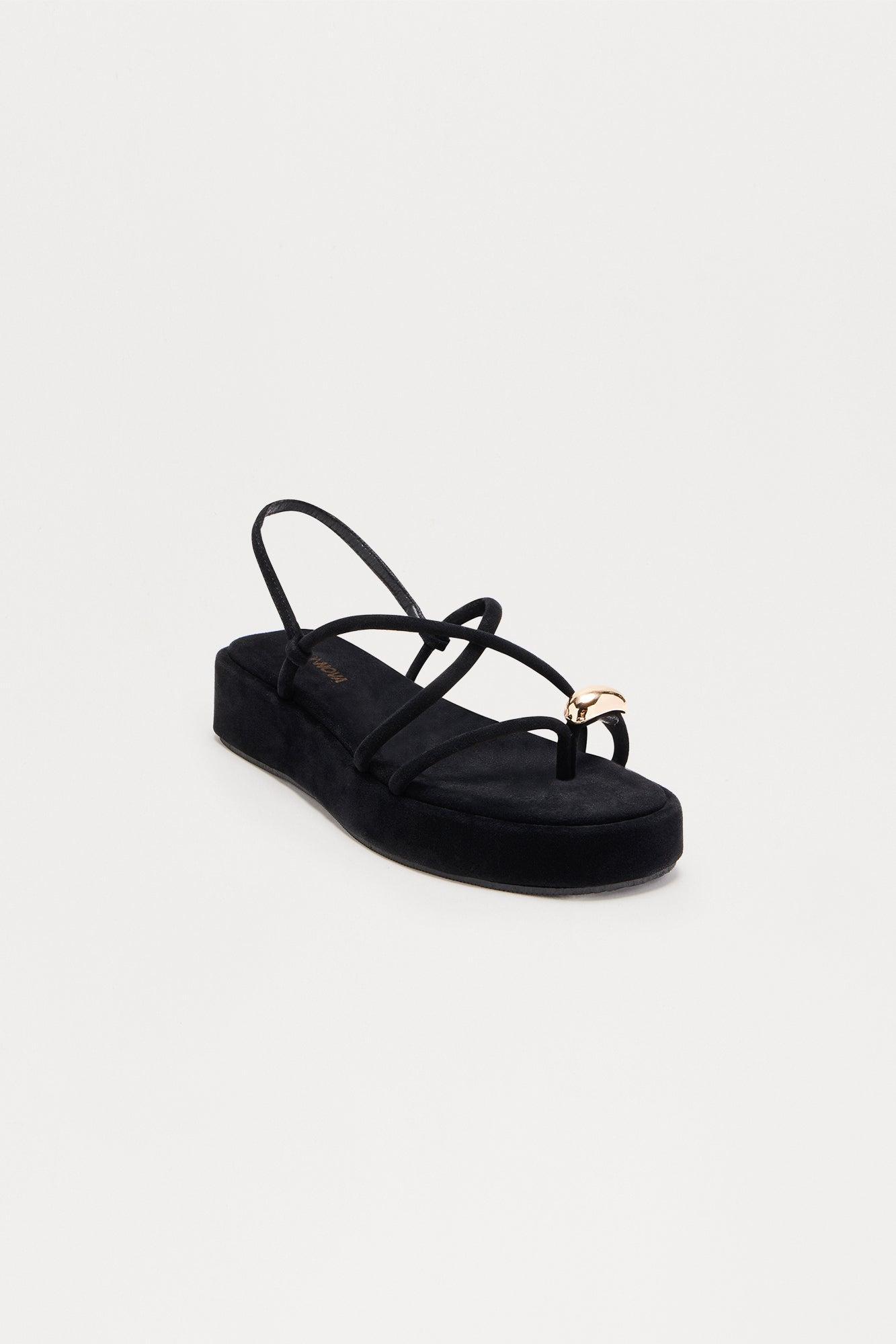 Emiko Toe Ring Platform Sandals - Black Product Image