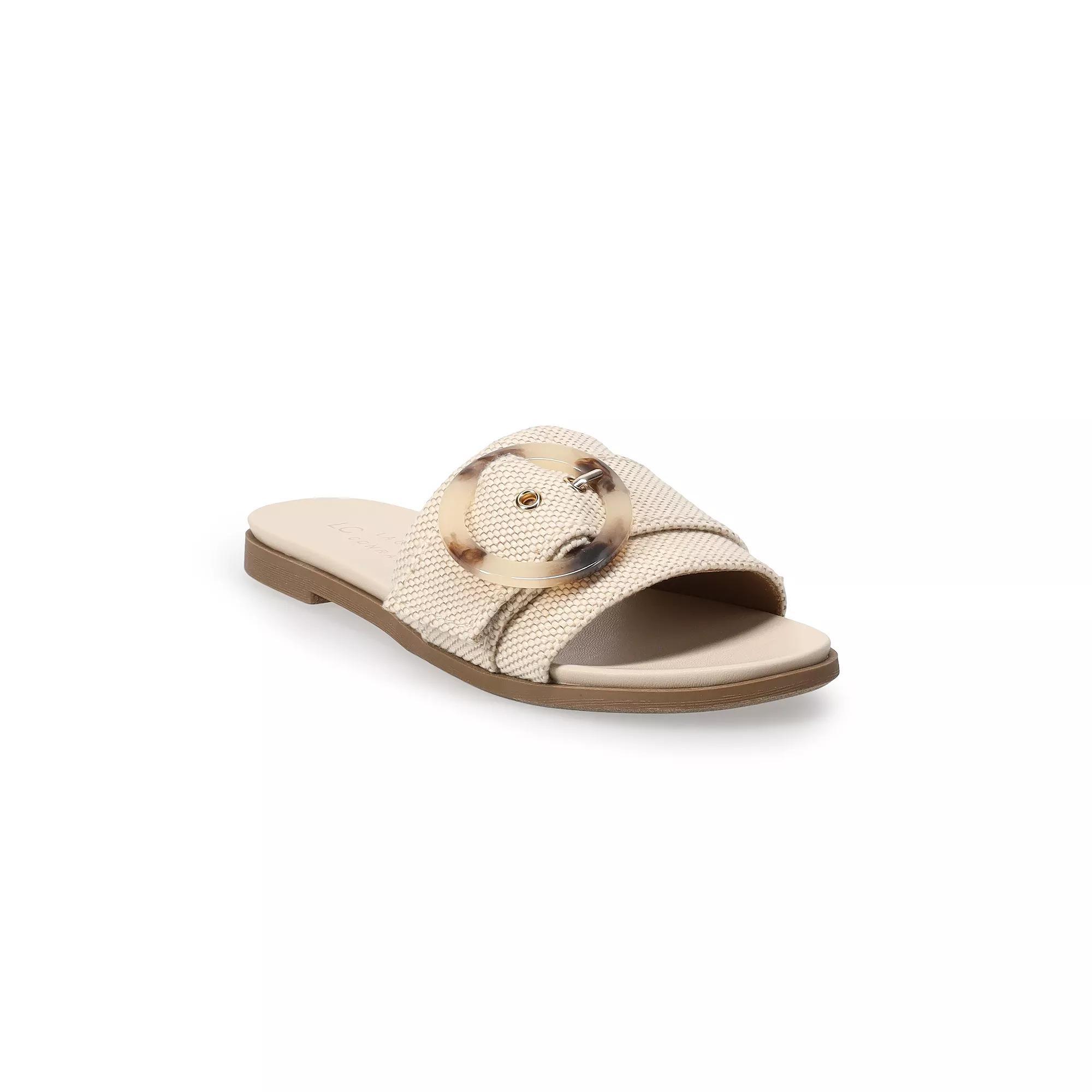 LC Lauren Conrad Henna Circle Women's Buckle Slide Sandals, Size: 5, Natural Product Image