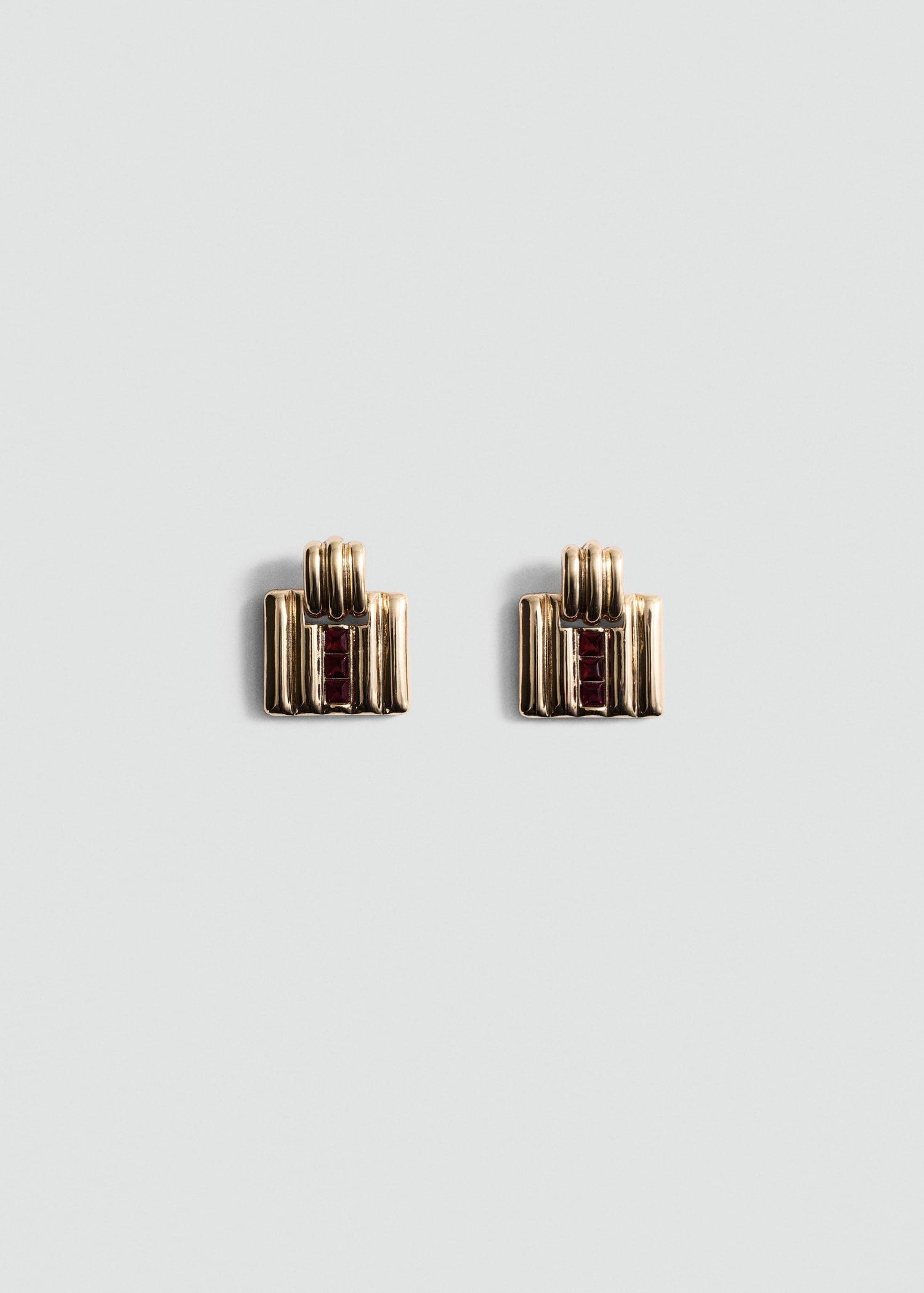 Geometric earrings with crystals detail - Women | MANGO USA Product Image
