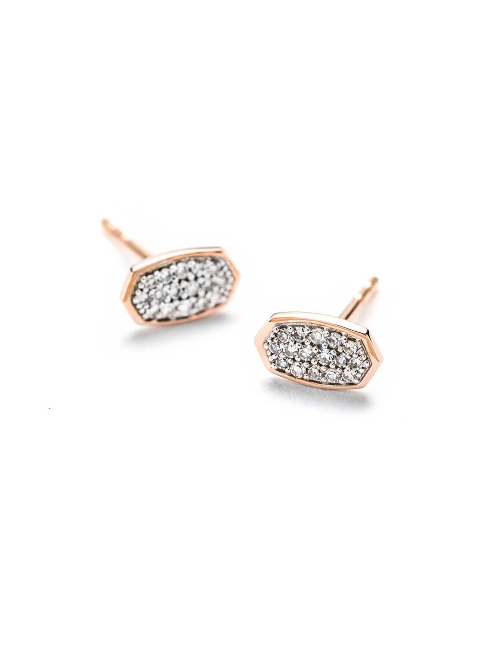Marisa Stud Earrings in White Diamond and 14k Rose Gold Product Image