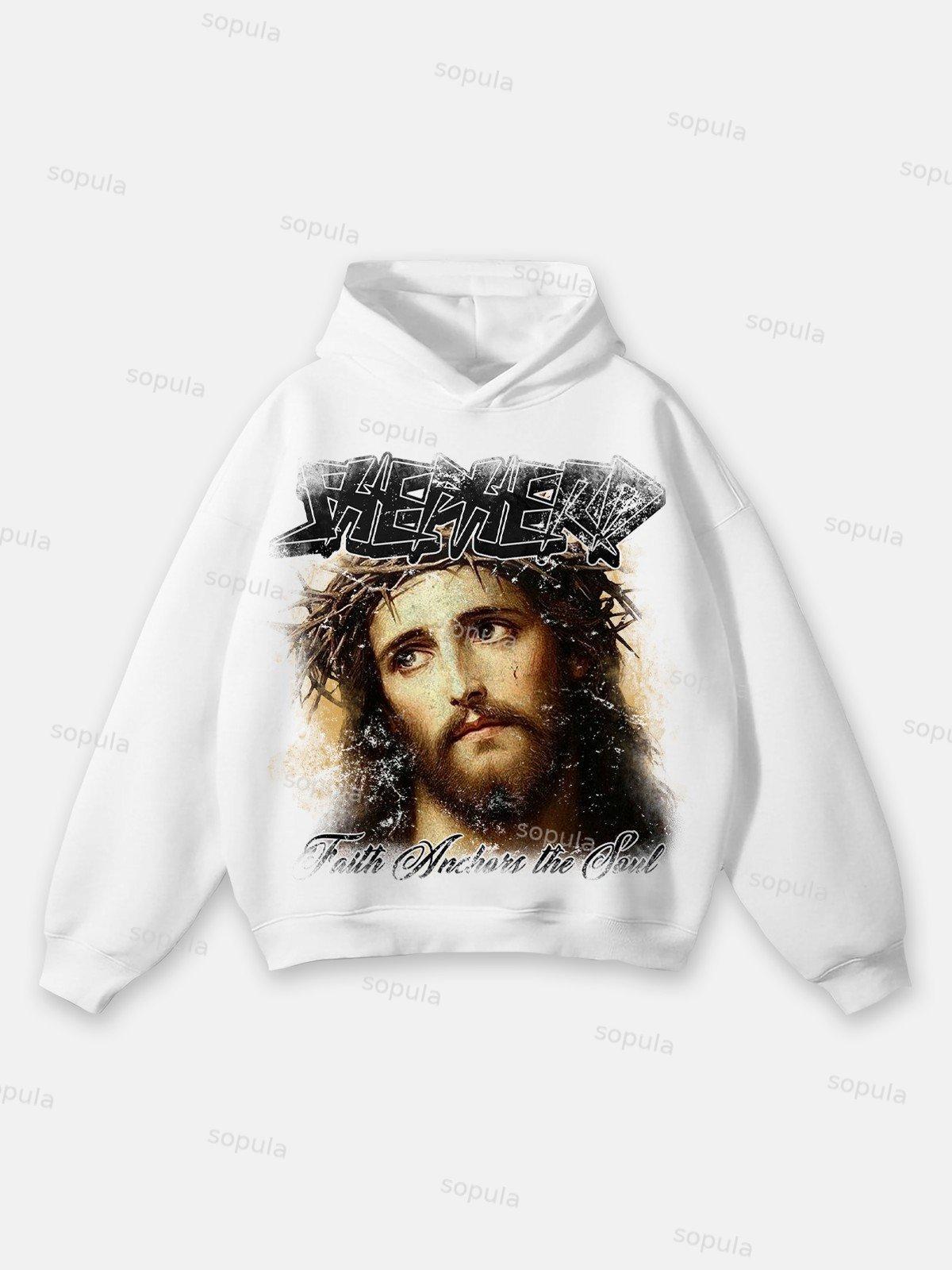 Sopula Jesus Save Retro Fade Graphic Hoodie Product Image