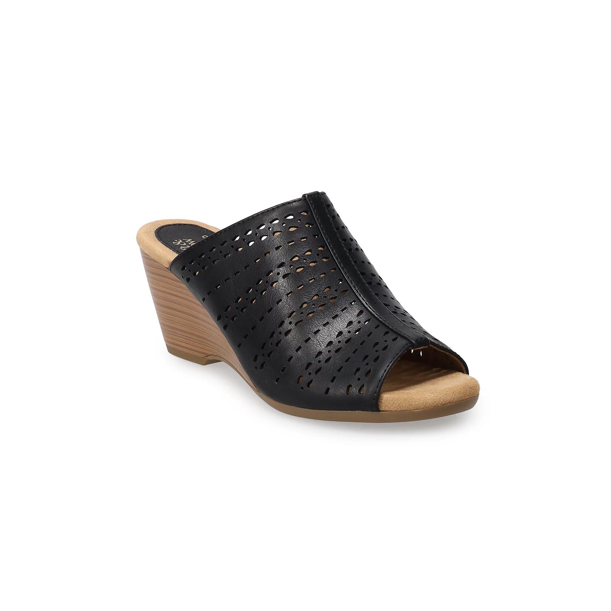 Croft & Barrow® Women's Wedge Slide Sandals, Size: 6, Black Product Image