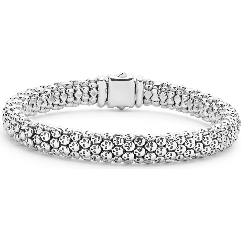 LAGOS Men's Anthem Caviar Skull Bracelet in Silver at Nordstrom, Size 7 Product Image