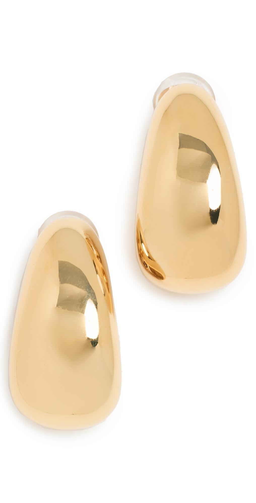 Polished Gold Long Tapered Clip-On Hoop Earrings Product Image