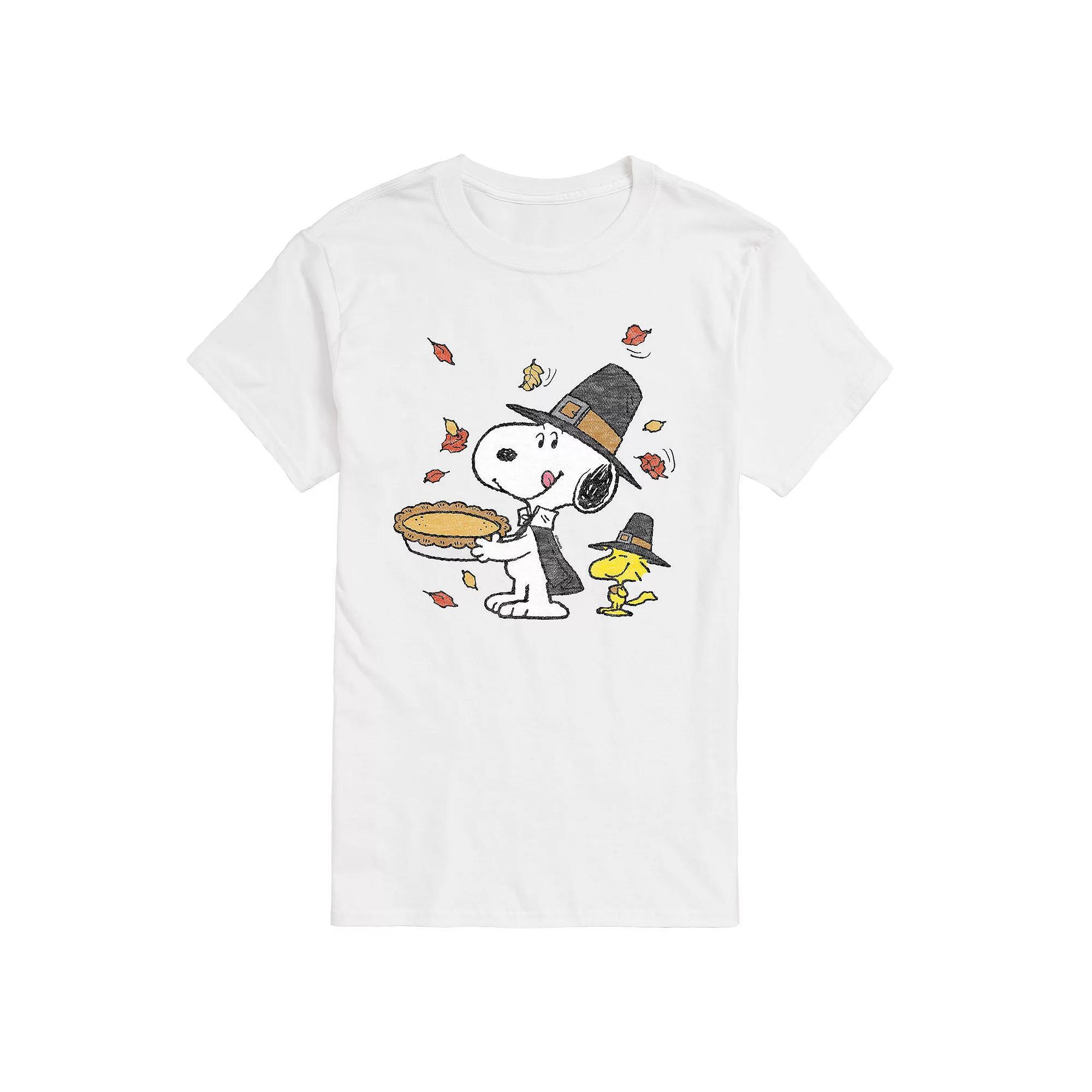 Men's Peanuts Thanksgiving Scene Tee, Size: Large, White Product Image