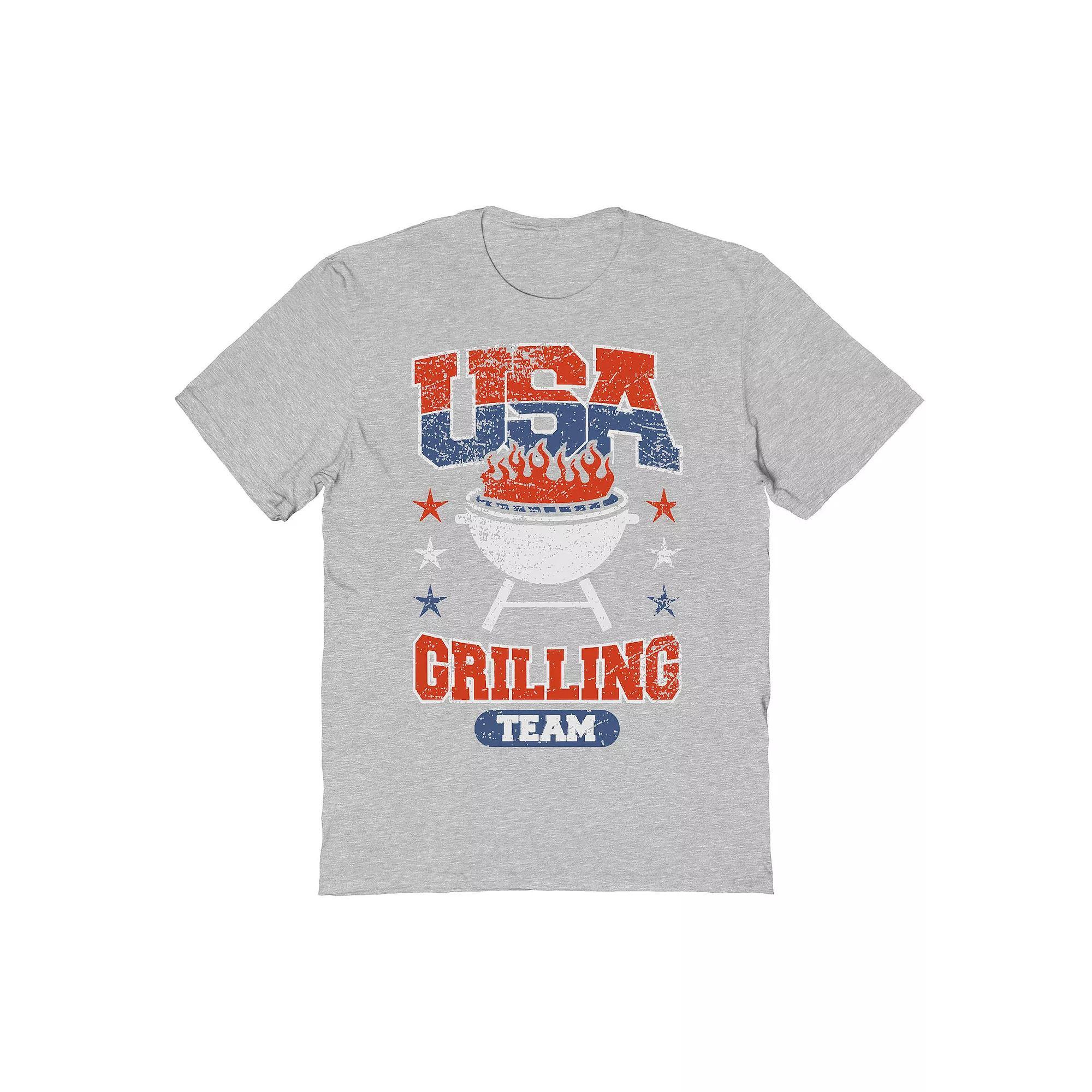 Men's COLAB89 by Threadless USA Grilling Team Graphic Tee, Size: XXL, Sport Gray Product Image