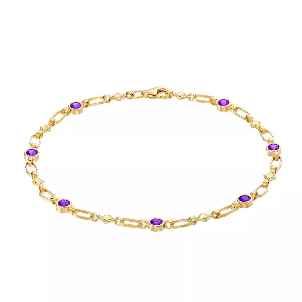Kristen Kesho Sterling Silver Lab-Created Ruby Kite Link Bracelet, Women's, Size: 7.5" Product Image