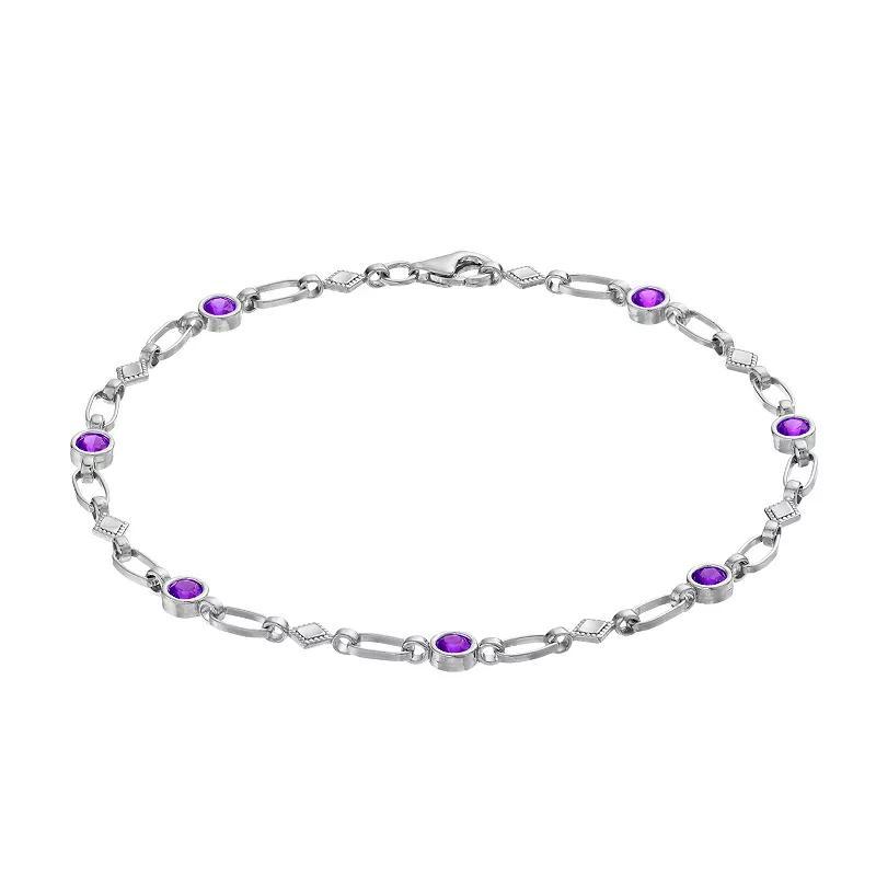 Kristen Kesho Sterling Silver Lab-Created Ruby Kite Link Bracelet, Women's, Size: 7.5" Product Image