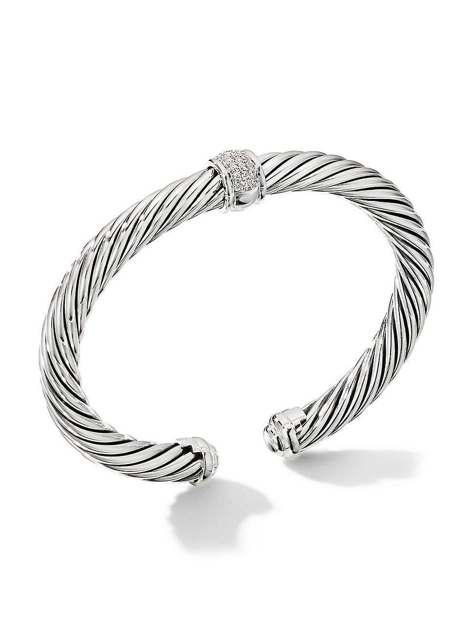 Womens Cable Classics Bracelet with Pav Diamond Station Product Image