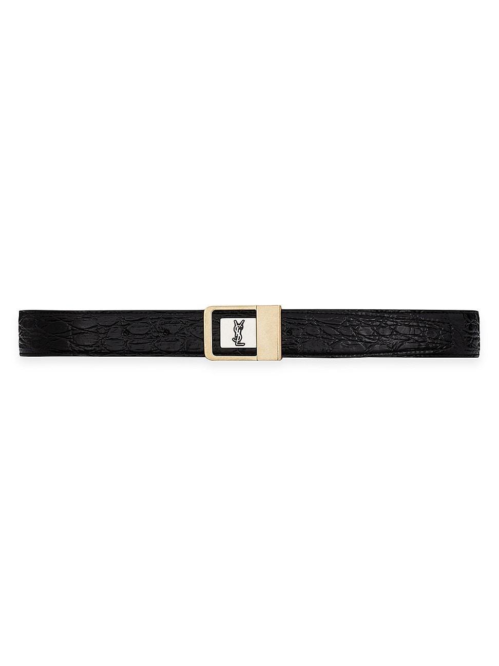 Womens LA 66 Mixed Metal Buckle Belt in Crocodile-Embossed Leather Product Image