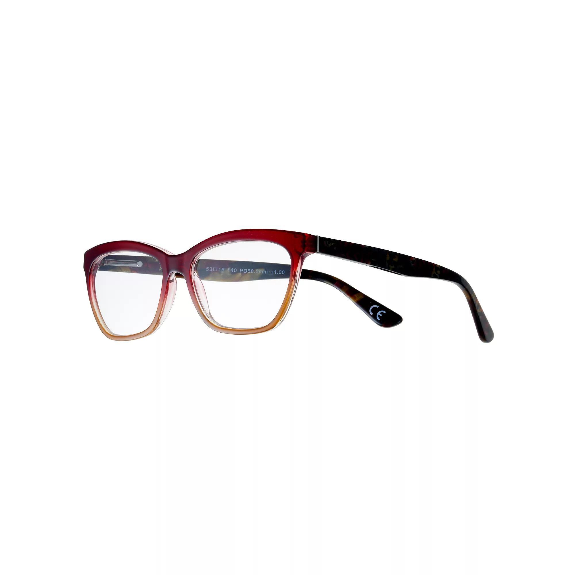 Women's Modera by Foster Grant Kara Ombre Wayfarer Reading Glasses, Size: +1.5, Red Product Image