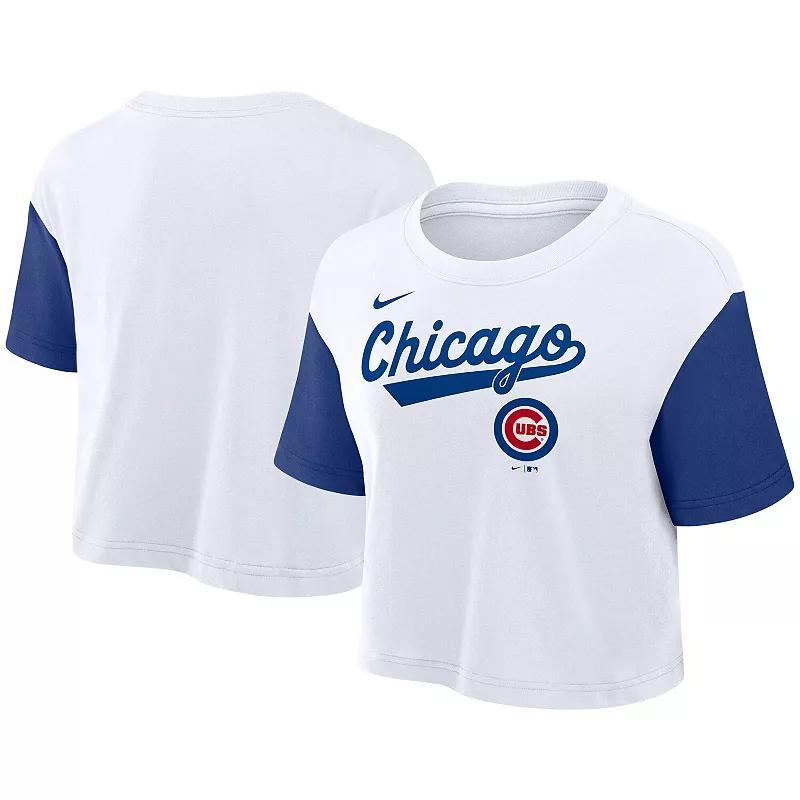 Womens Nike /Royal Chicago Cubs Script Cropped Performance T-Shirt Product Image
