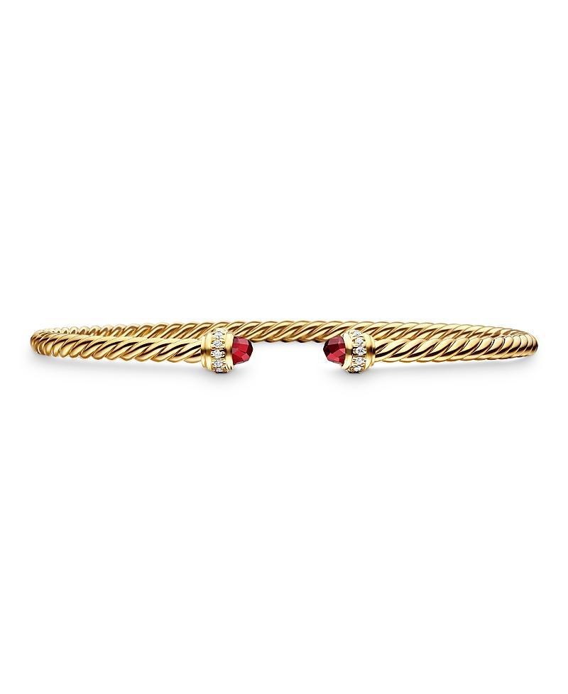 David Yurman 18K Yellow Gold Cable Spira Bracelet with Black Onyx & Diamonds Product Image