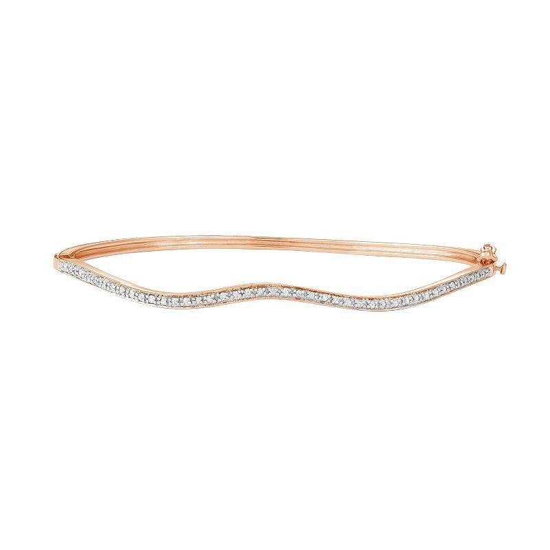 Sterling Silver 1/10 Carat T.W. Diamond Wave Bangle Bracelet, Women's Product Image
