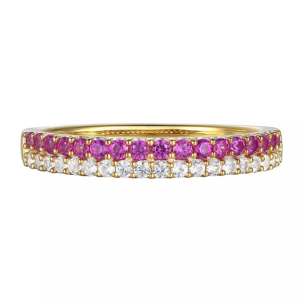 14k Gold Over Silver Lab-Created Ruby & White Sapphire Ring, Women's, Size: 7, Gold Tone Product Image