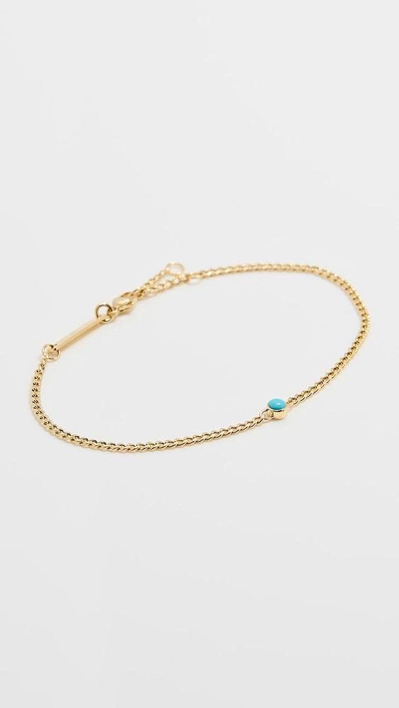 Zoe Chicco 14k XS Curb Chain Turquosie Bezel Bracelet | Shopbop Product Image