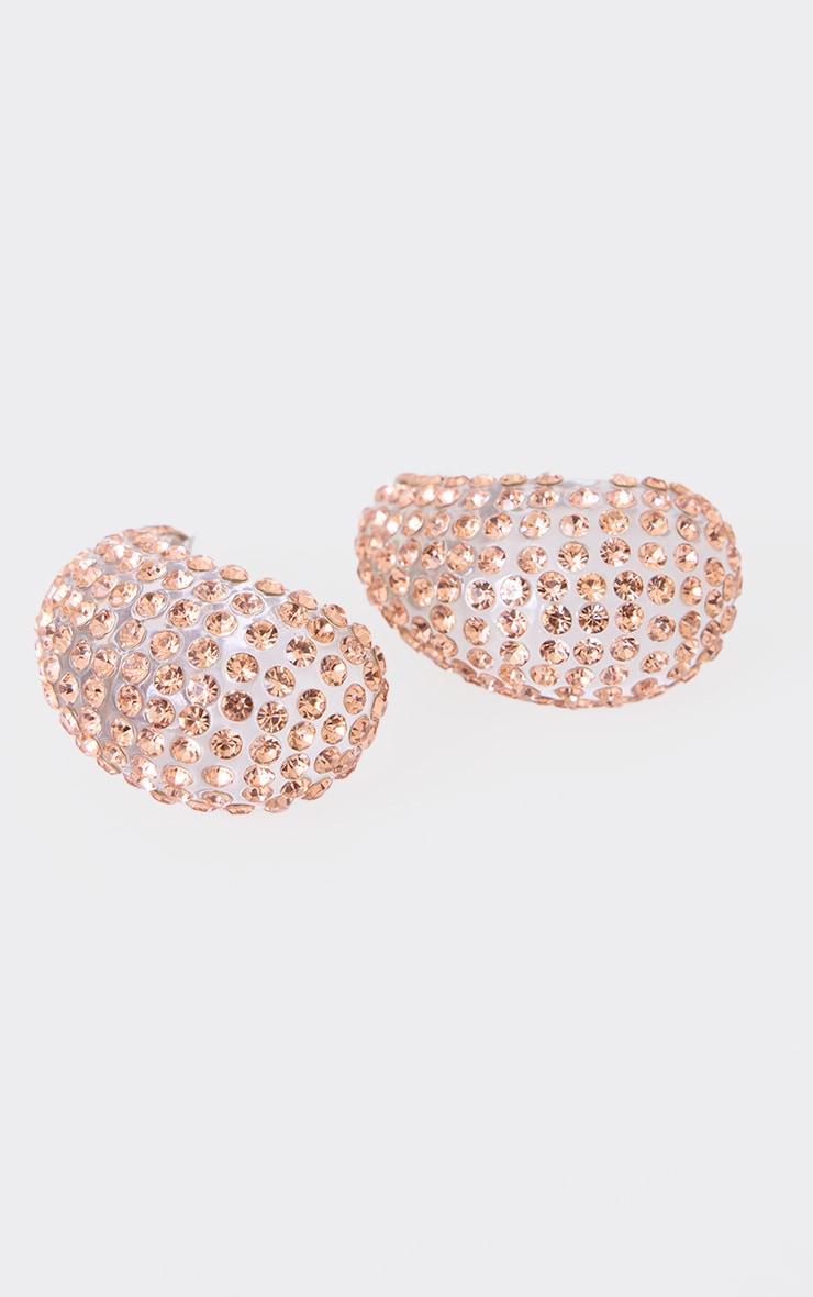 Gold Clear Diamante Teardrop Stud Earrings Product Image