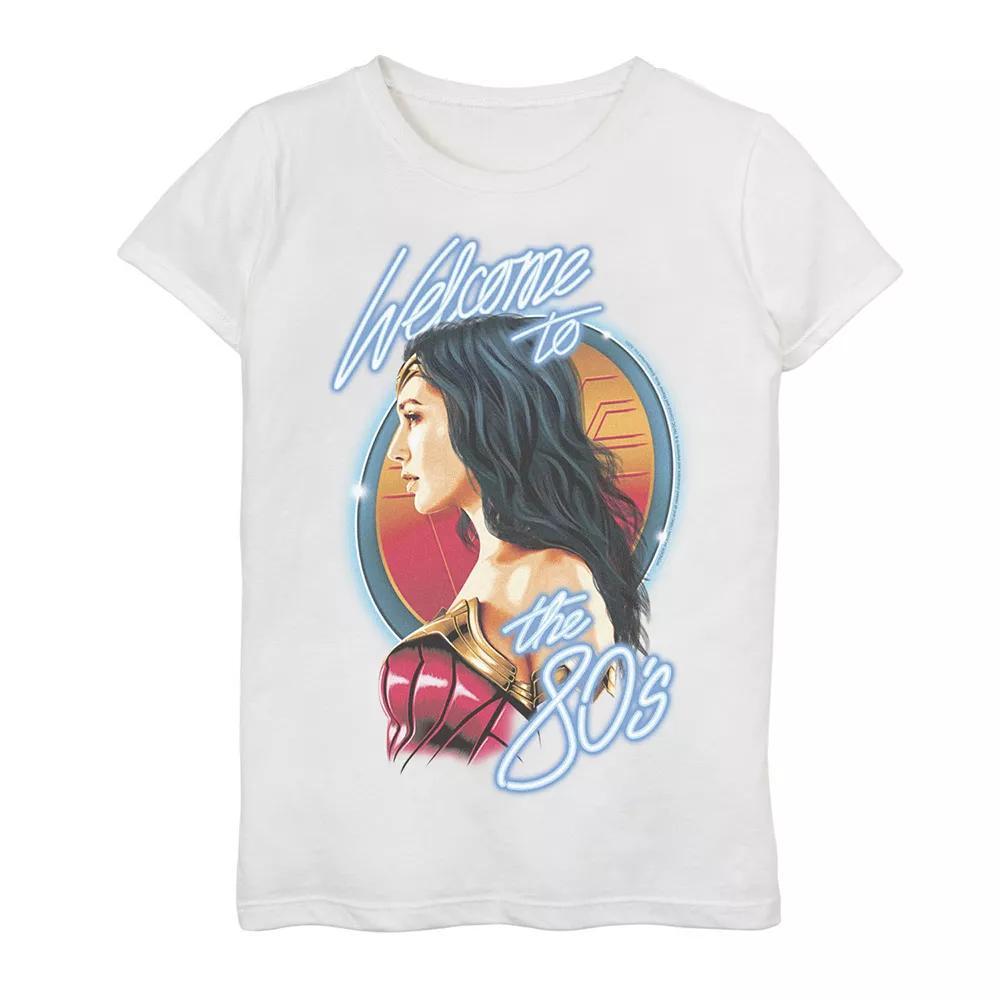 Girls 7-16 DC Comics Wonder Woman Welcome To The 80s Retro Graphic Tee, Girl's, Size: XL, White Product Image