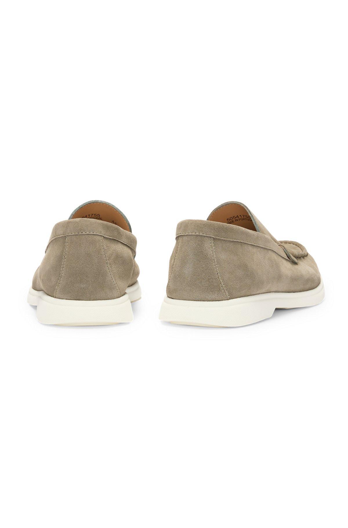 BOSS - Suede loafers with contrast outsole - Light Green Product Image