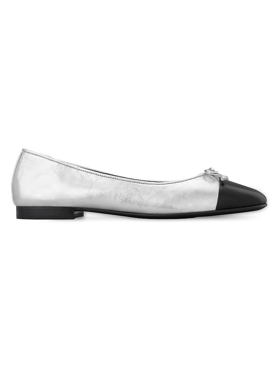 Tory Burch Womens Bow Logo Slip On Ballet Flats Product Image