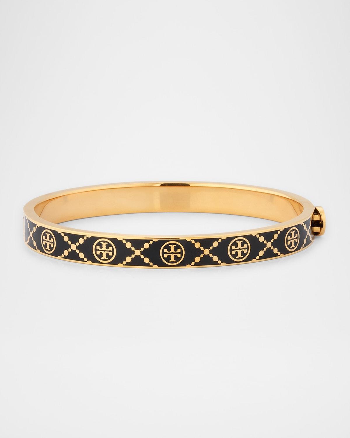 T Monogram Hinge Bracelet, White Product Image