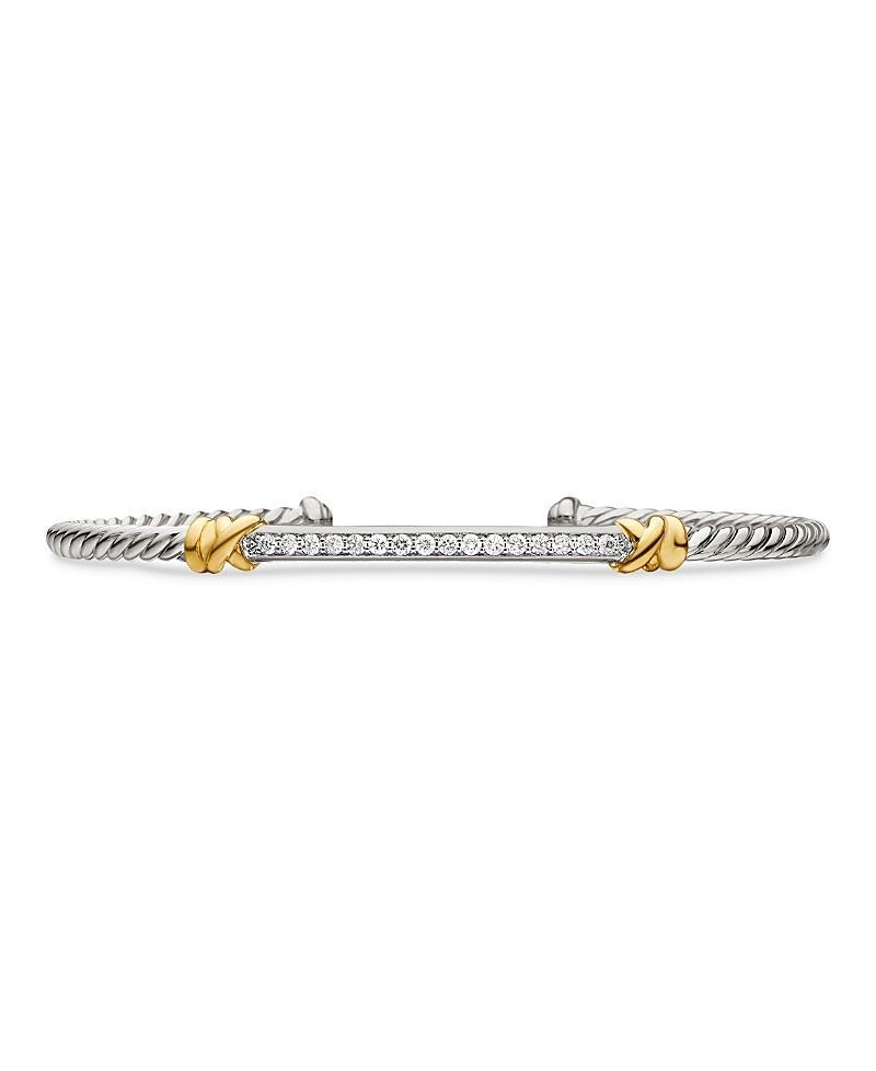 David Yurman Sterling Silver Petite Helena Two Station Wrap Bracelet in 18K Yellow Gold with Diamonds Product Image